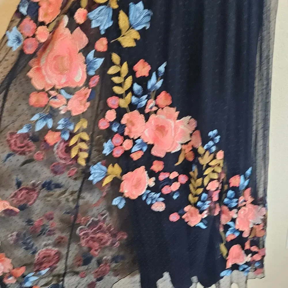 Sundance Kiera Hummingbird Floral Embroidered Midi Dress Women's‎ 2 Party Boho